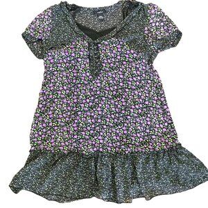 Confess Liberty Floral Cottage Farmhouse Babydoll Sheer 90's Mini‎ Dress. Size S